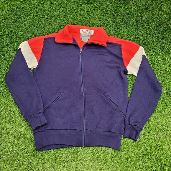 Vintage 90s Track-&-Court Track Jacket Medium 20x24 Cropped - Picture 1 of 11